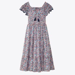 Tory Burch Meadow Wildflower Smocked Ruffle Dress
